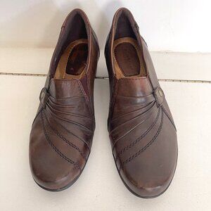 SoftMoc Women Leather Comfort Slip On Brown Heel Shoes Sz.8.5W